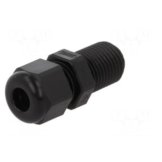 Cable gland | with long thread | PG7 | IP68 | Mat: polyamide | black