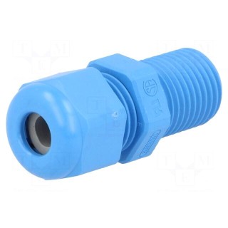 Cable gland | with long thread | PG7 | IP68 | Mat: polyamide | blue