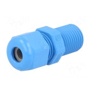 Cable gland | with long thread | PG7 | IP68 | Mat: polyamide | blue