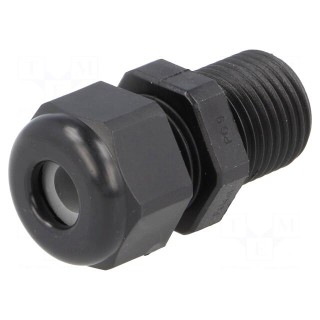 Cable gland | with long thread | PG9 | IP68 | Mat: polyamide | black