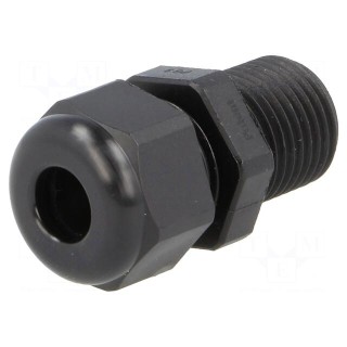 Cable gland | with long thread | PG9 | IP68 | Mat: polyamide | black