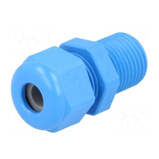Cable gland | with long thread | PG9 | IP68 | Mat: polyamide | blue