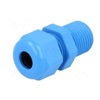 Cable gland | with long thread | PG9 | IP68 | Mat: polyamide | blue