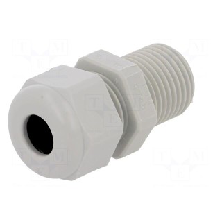 Cable gland | with long thread | PG9 | IP68 | polyamide | light grey