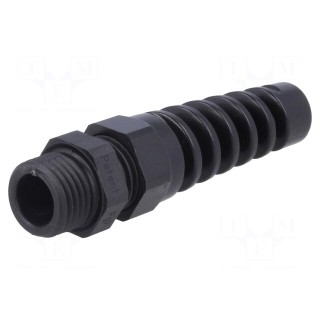 Cable gland | with strain relief | PG7 | IP68 | Mat: polyamide | black