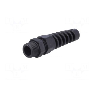 Cable gland | with strain relief | PG7 | IP68 | Mat: polyamide | black
