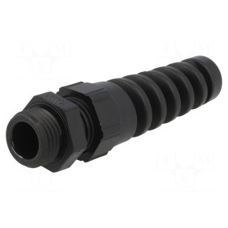 Cable gland | with strain relief | PG9 | IP68 | Mat: polyamide | black