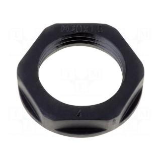 Nut | M20 | polyamide | 26mm | black | -40÷100°C | Thread: metric