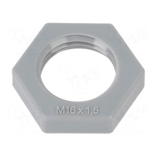 Nut | M16 | polyamide | 22mm | grey | Thread: metric | Pitch: 1.5