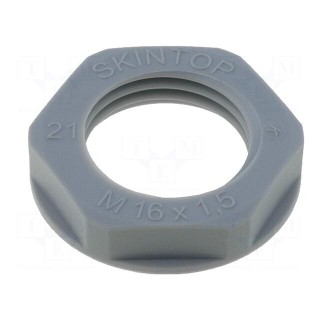 Nut | M16 | polyamide | UL94V-2 | 22mm | grey | -20÷100°C | Thread: metric