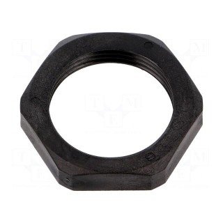 Nut | M25 | polyamide | Thk: 6.5mm | Spanner: 32mm | black | -40÷100°C