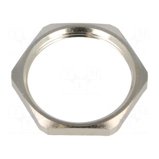Nut | with earthing | M40 | brass | nickel | Thk: 5mm | Spanner: 46mm