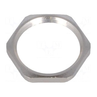 Nut | with earthing | PG13,5 | brass | nickel | Thk: 3mm | Spanner: 23mm