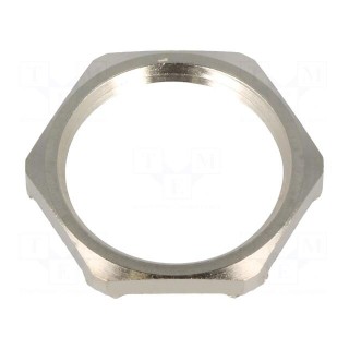 Nut | with earthing | PG16 | brass | nickel | Thk: 3mm | Spanner: 26mm