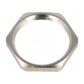 Nut | with earthing | M32 | brass | nickel | Thk: 4.5mm | Spanner: 36mm
