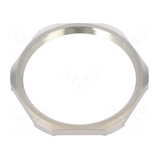 Nut | with earthing | PG42 | brass | nickel | Thk: 5mm | Spanner: 6mm