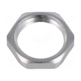 Nut | with earthing | PG7 | brass | nickel | Thk: 2.8mm | Spanner: 15mm