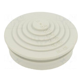 Grommet | elastomer thermoplastic TPE | light grey | Øcable: 0÷28mm
