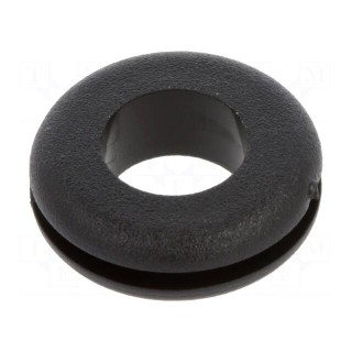Grommet | Ømount.hole: 10.2mm | Øhole: 7mm | black | 0÷80°C | PVC