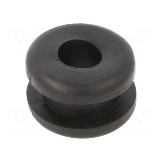 Grommet | Ømount.hole: 10mm | Øhole: 6mm | PVC | black | -30÷60°C