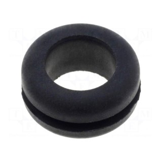 Grommet | Ømount.hole: 10mm | Øhole: 7.6mm | rubber | black