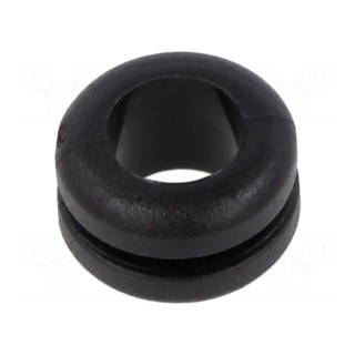 Grommet | Ømount.hole: 10mm | Øhole: 8mm | black | 0÷80°C | PVC