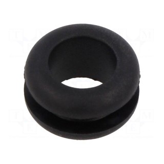 Grommet | Ømount.hole: 10mm | Øhole: 8mm | black | Panel thick: max.3mm