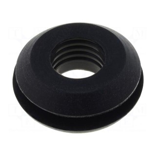 Grommet | Ømount.hole: 11.5mm | Øhole: 7.2mm | silicone | black