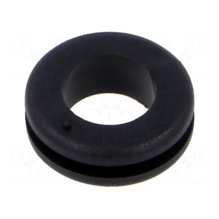 Grommet | Ømount.hole: 11mm | Øhole: 8mm | black | 0÷80°C | PVC