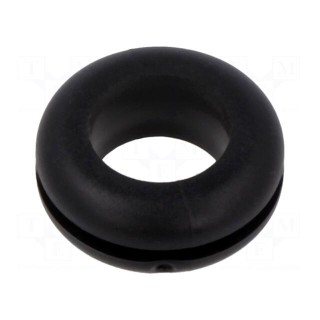Grommet | Ømount.hole: 12.5mm | Øhole: 9.5mm | black | 0÷80°C | PVC