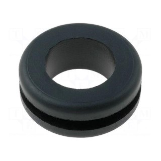 Grommet | Ømount.hole: 12mm | Øhole: 10mm | rubber | black