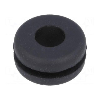 Grommet | Ømount.hole: 12mm | Øhole: 7mm | caoutchouc | black | -30÷90°C