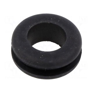 Grommet | Ømount.hole: 15mm | Øhole: 11mm | black | -40÷125°C | EPDM