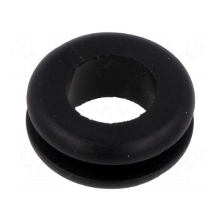 Grommet | Ømount.hole: 15mm | Øhole: 11mm | black | 0÷80°C | PVC