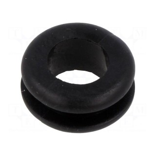 Grommet | Ømount.hole: 15mm | Øhole: 11mm | black | 0÷80°C | PVC
