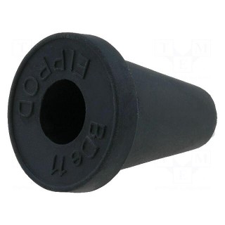 Grommet | Ømount.hole: 16.5mm | rubber | black | Panel thick: max.2mm