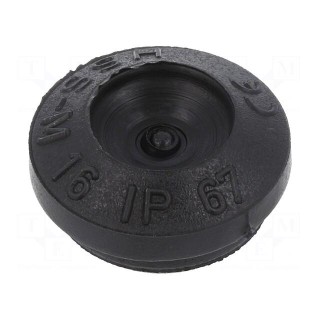 Grommet | Ømount.hole: 16mm | elastomer thermoplastic TPE | black