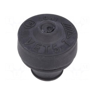 Grommet | Ømount.hole: 16mm | elastomer thermoplastic TPE | black