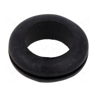 Grommet | Ømount.hole: 16mm | Øhole: 12.5mm | black | -40÷135°C | UL94HB
