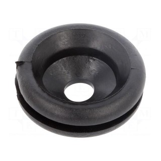 Grommet | Ømount.hole: 18.5mm | Øhole: 6mm | PVC | black | -30÷60°C