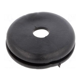 Grommet | Ømount.hole: 18.5mm | Øhole: 6mm | PVC | black | -30÷60°C