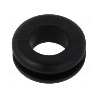 Grommet | Ømount.hole: 18mm | Øhole: 12mm | black | 0÷80°C | PVC