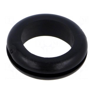Grommet | Ømount.hole: 20mm | Øhole: 16mm | black | 0÷80°C | PVC
