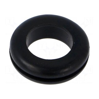 Grommet | Ømount.hole: 22mm | Øhole: 16mm | black | -40÷125°C | EPDM
