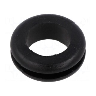 Grommet | Ømount.hole: 22mm | Øhole: 16mm | black | 0÷80°C | PVC