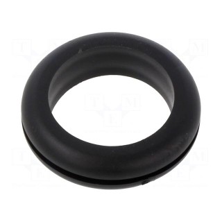 Grommet | Ømount.hole: 25.5mm | Øhole: 22mm | black | 0÷80°C | PVC