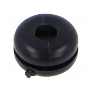 Grommet | Ømount.hole: 4.8mm | Øhole: 2.8mm | black | 0÷80°C | PVC