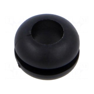 Grommet | Ømount.hole: 6.4mm | Øhole: 4.8mm | black | 0÷80°C | PVC