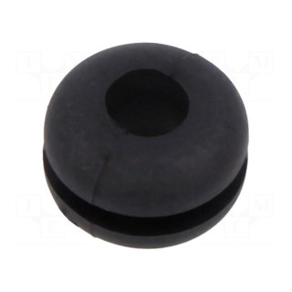 Grommet | Ømount.hole: 6.4mm | Øhole: 4mm | black | -40÷135°C | UL94HB