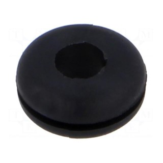 Grommet | Ømount.hole: 6.4mm | Øhole: 4mm | black | -40÷135°C | UL94HB